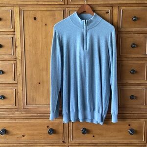 L.L.Bean Gray Cotton Cashmere Sweater 1/4 Zip Men’s Size XL